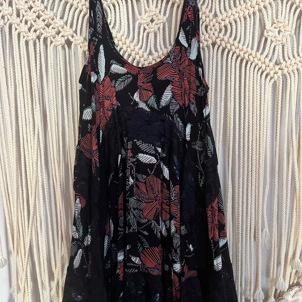 Free People Black and Red Floral Dress